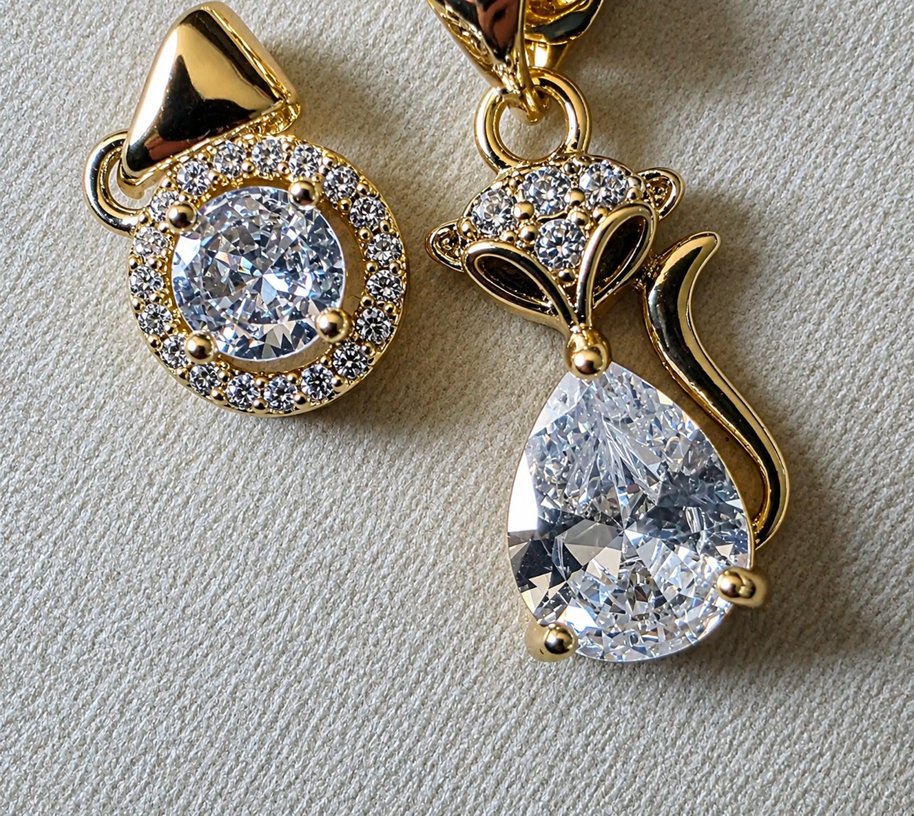 Layered Crystal Pendant Necklace Set