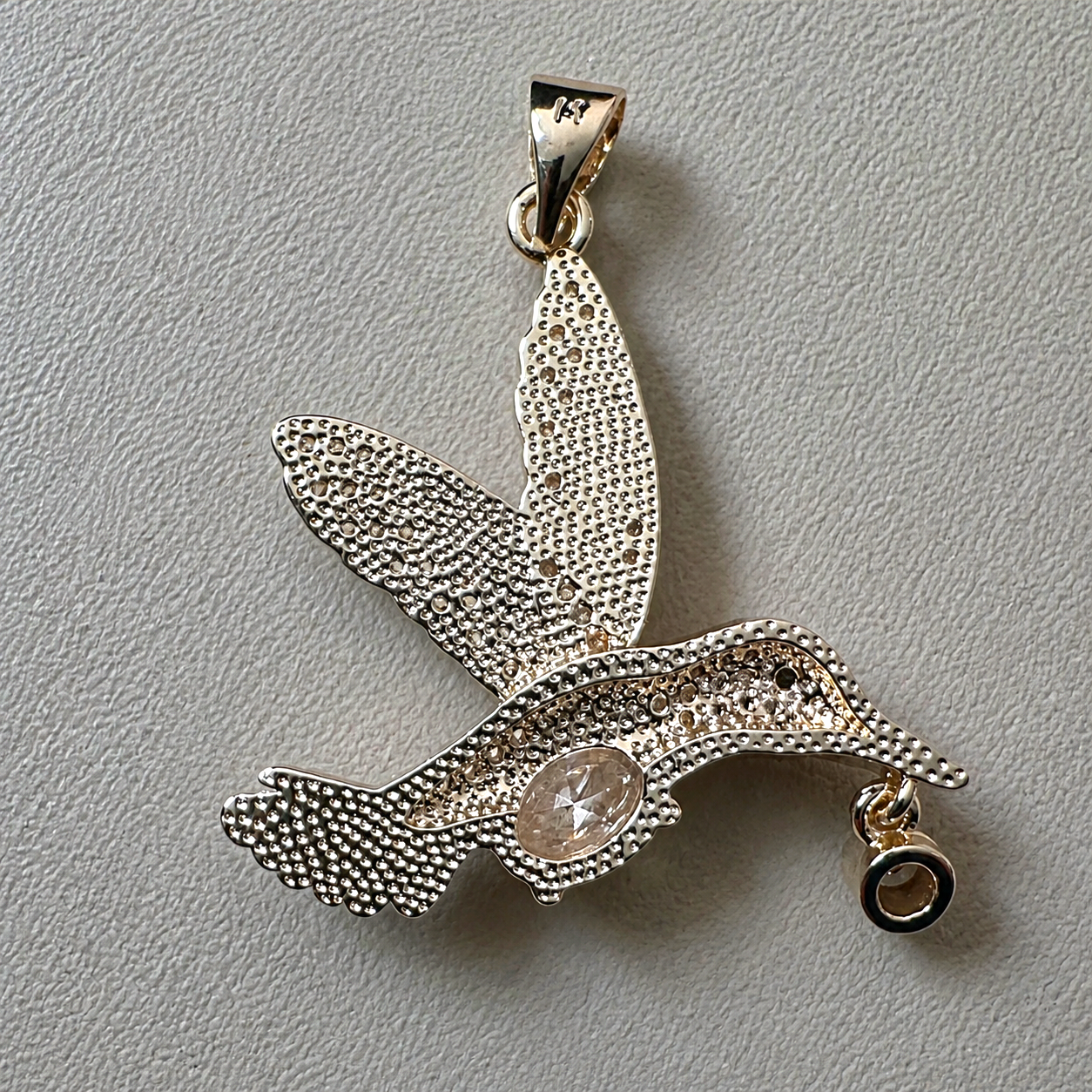 Hummingbird Pendant / Nature Inspired Statement Jewelry 1.35"- 14K Gold-Filled