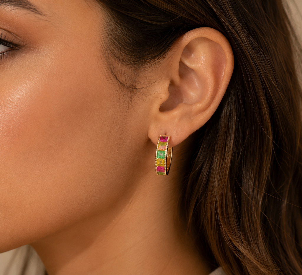 Rainbow Huggie CEO Earrings