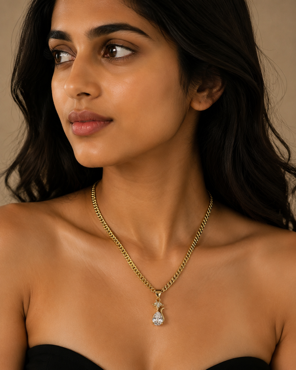 Layered Crystal Pendant Necklace Set