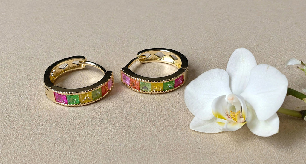 Rainbow Huggie CEO Earrings